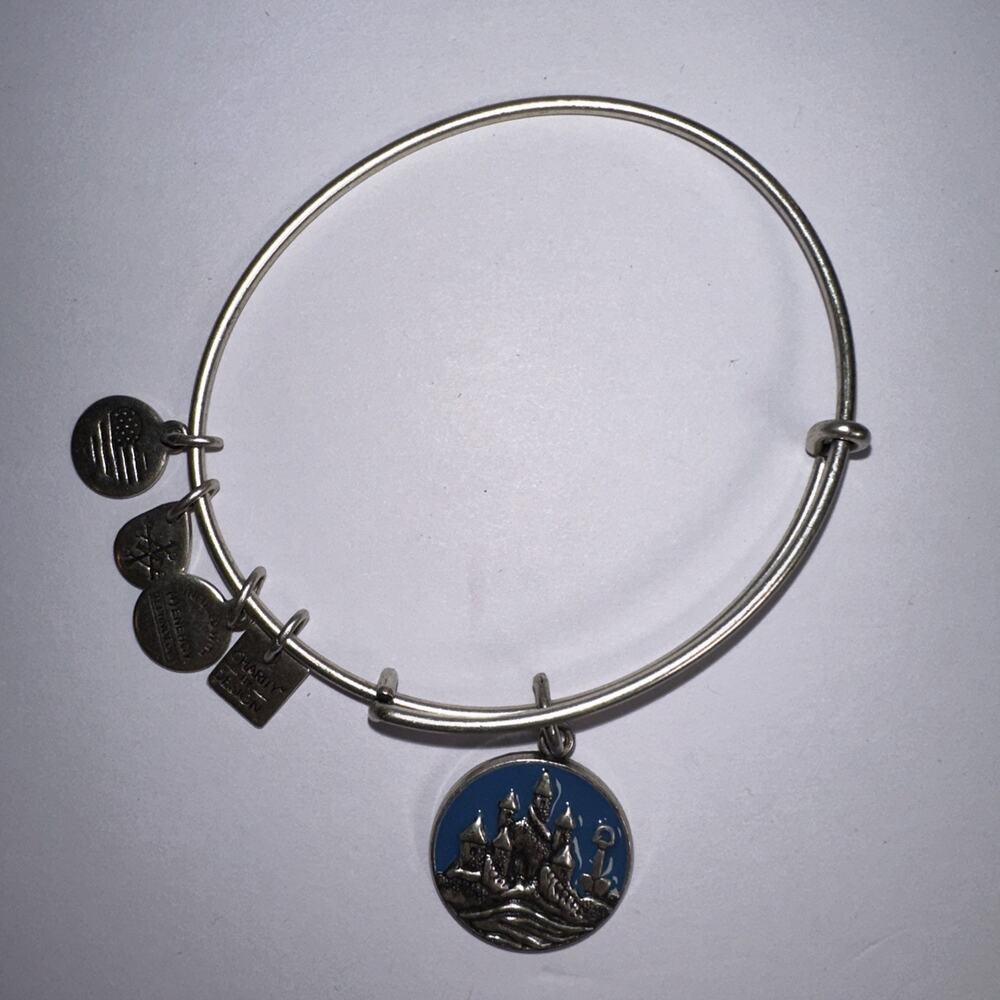 Alex and Ani Sand Castle Rafaelian Silver Bangle Charm Bracelet CBD17SCRS